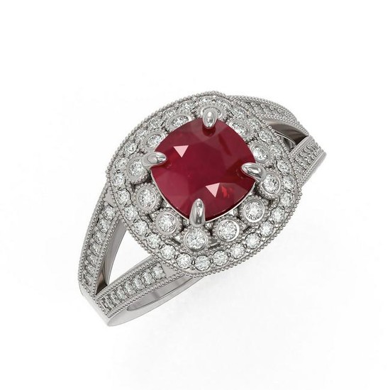 2.69 ctw Certified Ruby & Diamond Victorian Ring 14K