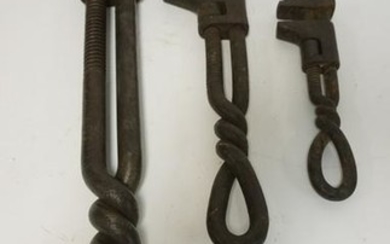 3 ANTIQUE IRON WRENCHES