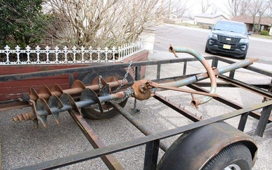 3 point hitch post hole digger with 2 augers 8" and 10" diameter, does have crack in housing