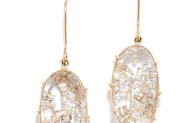 DIAMOND AND ROCK CRYSTAL EARRINGS comprising of two