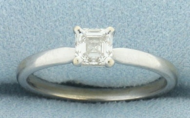 3/4ct Asscher Cut Solitaire Engagement Ring in 14k White Gold