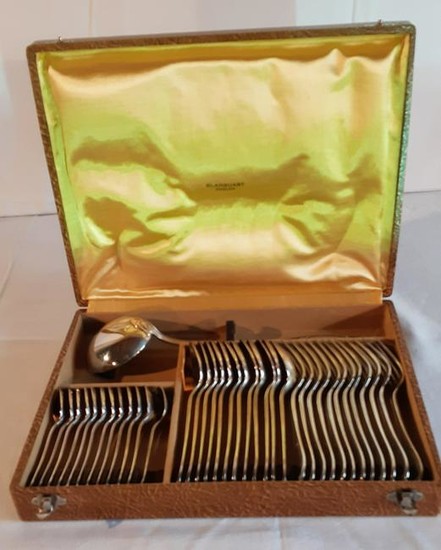 37 PC. BOX SET OF FRENCH SILVER ERCUIS PLATED FLATWARE