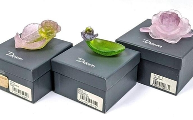3pc DAUM Pate de Verre Small Figurines. With boxes. Two