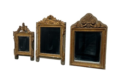 3pc. Lot of Early 19th C.Gilt Wood Quarter Mirrors Largest...