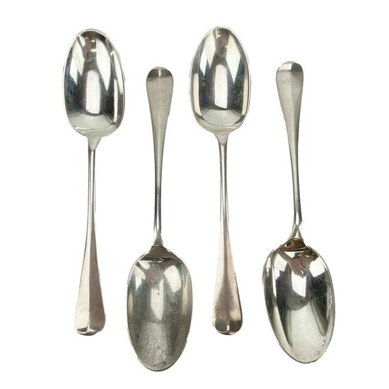 4 English Sterling Silver Rattail Spoons Set 362g