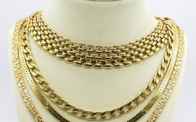 (4) Gold Tone Fashion Necklaces