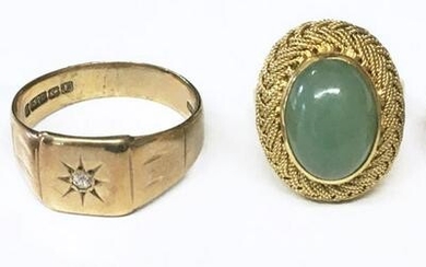 4 VINTAGE RINGS , 3- 14KT YELLOW GOLD & 1 10KT APPROX.