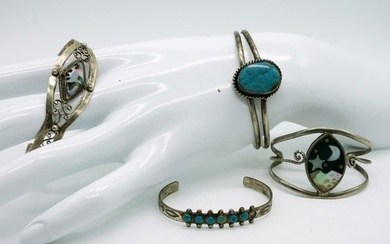 (4) Vintage Sterling Cuff Bracelets