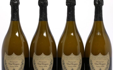 4 bts. Champagne Dom Pérignon, Moët et Chandon 2008 A (hf/in). Sourced...