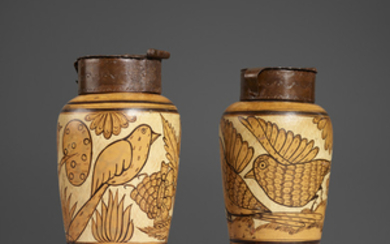 Mexican, lidded vessels. pair