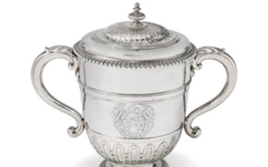 A QUEEN ANNE SILVER CUP AND COVER, MARK OF PIERRE HARACHE, LONDON, 1702
