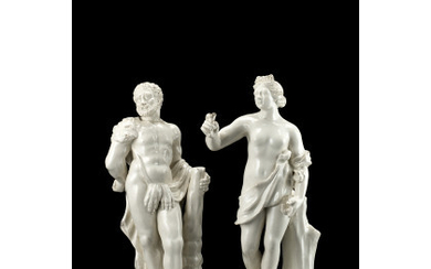 A pair of earthenware sculptures representing Hercules and Venus (h. cm 23,5). Veneto, late 18th century (defects and restorations)