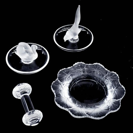 4pc Lalique Crystal Small Dishes. Includes a Honfleurs