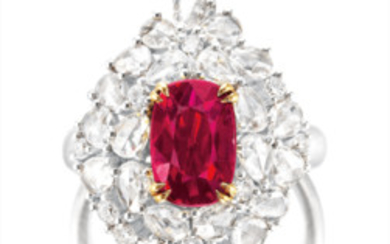 A Ruby and Diamond Ring, 2.49克拉「莫桑比」天然紅寶石配鑽石戒指/ 別針, 紅寶石未經加熱處理2.49克拉「莫桑比」天然紅寶石配鑽石戒指/ 別針, 紅寶石未經加熱處理