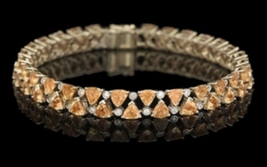 Spessartite Garnet and Diamond Bracelet