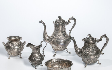 Five-piece Coin Silver Tea and Coffee Service