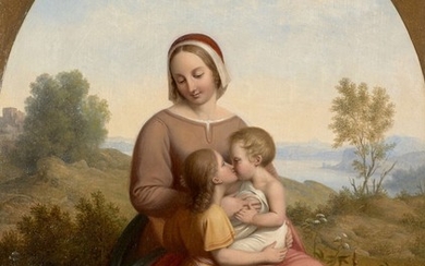 Johan Ludvig Gebhard LUND Kiel, 1777 - Copenhague, 1867 La Vierge à l'Enfant avec saint Jean-Baptiste