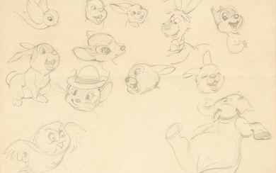 Walt Disney: Various drawings of Disney characters