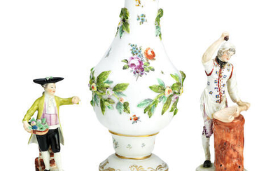 A Vienna vase, a Ludwigsburg figure of a butcher, a Vienna figure of a gentleman