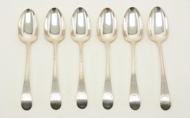 6 Colonial American coin silver Tablespoons by Joseph &