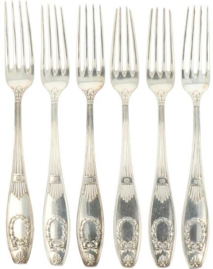 (6) Piece set dinnerforks silver.