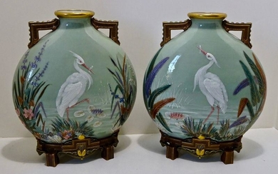 Antique Pair Royal Worcester Pate Sur Pate Vases