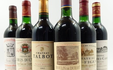6 bouteilles 1 bt : CHÂTEAU LARCIS DUCASSE 1990 GCC Saint Emilion (base goulot, étiquette...