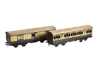 A pair of Carrett London and North Western Railway coaches