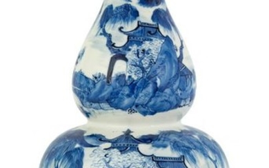 Chinese Blue & White Porcelain Double Gourd Vase
