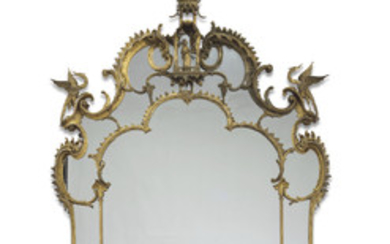 A CHIPPENDALE REVIVAL GILTWOOD OVERMANTEL MIRROR, MID-19TH CENTURY