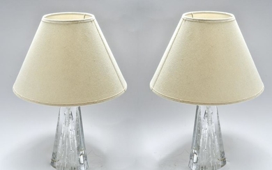 Daum France Art Glass Table Lamps, Pair