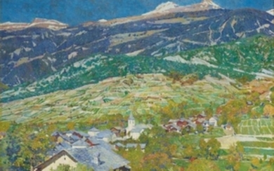 EDMUND BILLE (1878-1959), Vue de Miège, 1907
