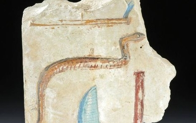 Translated Egyptian Limestone Panel w/ Painted Glyphs