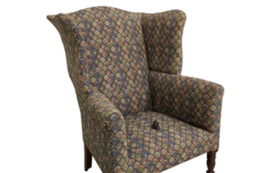 Federal Turned and Upholstered Mahogany Easy Chair