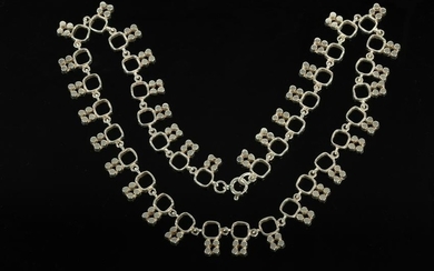 A Finnish silver necklace, the square links each with