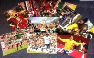 Football collection South American internationals ten 12x8 signed colour photos from players that have played in Europe signatures...
