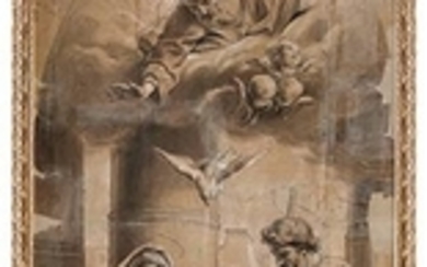FRANCESCO GRANDI (Rome, 1831 - 1891) Trinity with the Virgin...