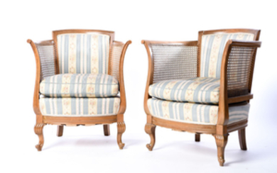 PAIR OF FRENCH CANED BERGERE CHAIRS
