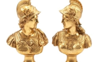 A Pair of French Gilt Bronze Busts