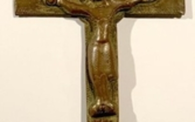 Gilded copper crucifix. Limoges. France. Late
