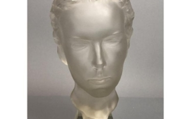 INGRID Signed Frosted Glass Modernist Bust Sculpt