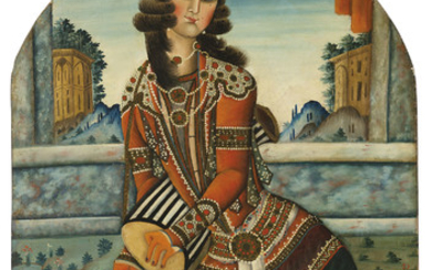 A LADY DRUMMING, QAJAR IRAN, 19TH CENTURY