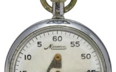 MINERVA | A STAINLESS STEEL STOPWATCH WITH FIVE MINUTE COUNTER CASE 908753 CIRCA 1970