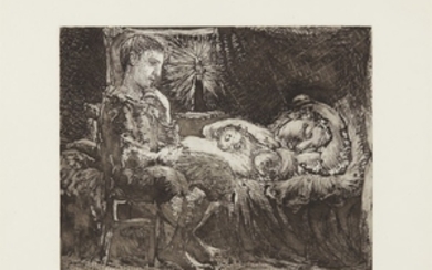 Pablo Picasso, Garçon et dormeuse à la chandelle (Boy and Sleeping Woman by Candlelight), plate 26 from La Suite Vollard
