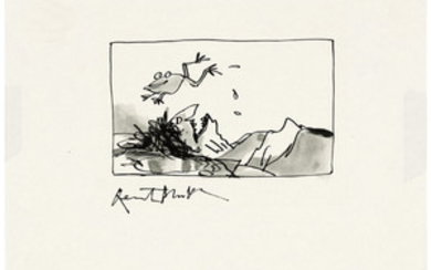 Quentin Blake (b. 1932), Frog leaping over a sleeping Mrs Twit
