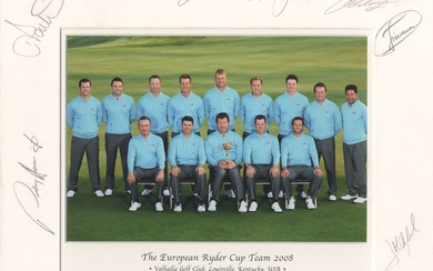 RYDER CUP - VALHALLA 2008: An excellent multiple signed colour 10 x 8 photograph by ten of the twelv...