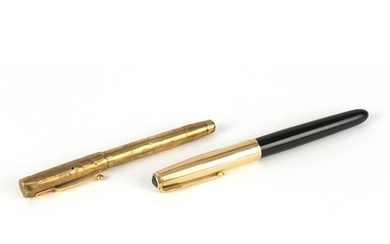 Swan 9ct gold fountain pen and a Parker 51 fountain