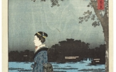 UTAGAWA HIROSHIGE I (1797–1858) NIGHT VIEW OF MATSUCHIYAMA AND THE SAN’YA CANAL (MATSUCHIYAMA SAN’YABORI YAKEI) EDO PERIOD, 19TH CENTURY