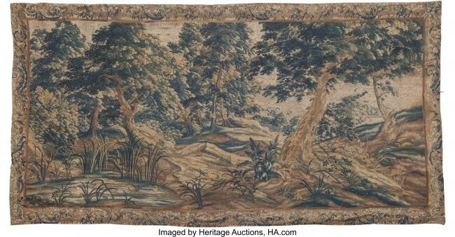 61006: A Flemish Verdure Tapestry, 19th century 111 x 1