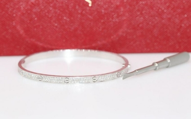 Cartier LOVE Pave Diamond Bracelet Small Model Size 17